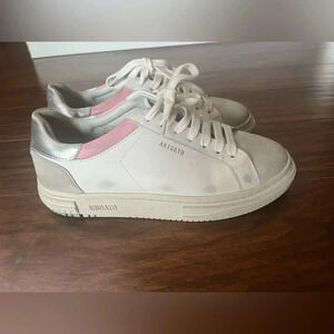 Axel Arigato Distressed Sneakers- White leather, with gray suede- Size 7.5
